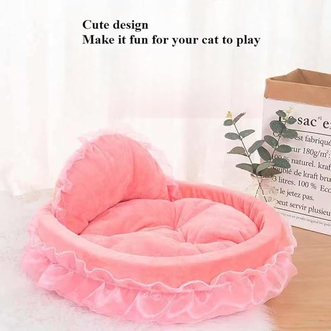 Washable Princess Pet Bed for Small Medium Dogs & Cats - Soft Plush Warm Cave Sofa Cushion, Cozy Snuggle Nest Mat, Cute Comfy Kennel Pad(20.87''X18.9''X20.87'',Blue)