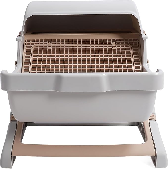 Focket Semi-Automatic Cat Box, Large Capacity Plastic Box with Odor Control for Multiple Cats