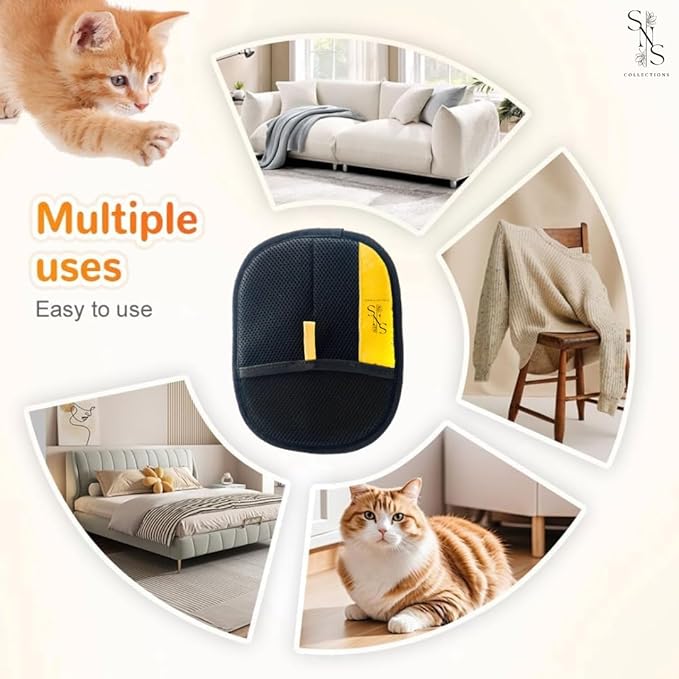 Pet Hair Removal Gloves for Dogs and Cats - Upgraded Reusable Electrostatic Grooming Glove - Easy Pet Hair Remover for Furniture - Clothing Carpet & Car Seats (1)