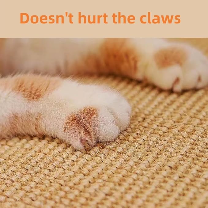 Premium Sisal Cat Scratching Mat with Velcro Tapes - Protect Couch & Carpets, Firm & Thick, Environmentally Safe - Great Gift for Cats (Pig)