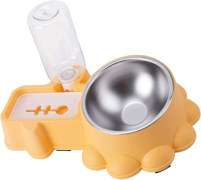 Dog Feeding Double Bowl Elevated Cats Food for Cats Dog with Automatic Water Bottle Pet Dry Food Watering Supply NonSpill Cats Dog Bowl