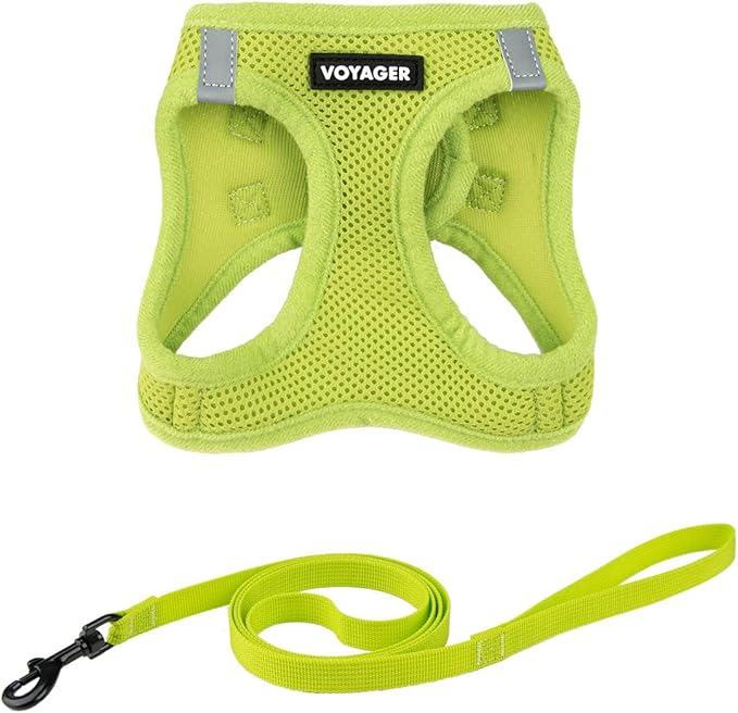 Voyager Step-in Pet Harness - All Weather Mesh, Adjustable Step in Harness for Cats and Dogs by Best Pet Supplies - 307S Lime Green, XXXS