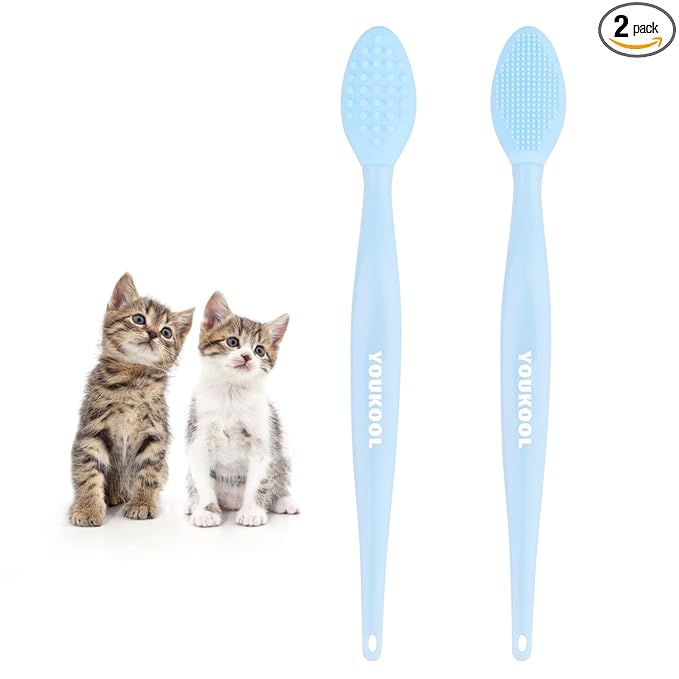 2PCS Pet Black Seed Brush for Cat Chin Acne & Blackhead Removal | Silicone Double-sided Grooming Brush for Acne Treatment | Acne Removing Tool|Cat Grooming Essentials,Blue