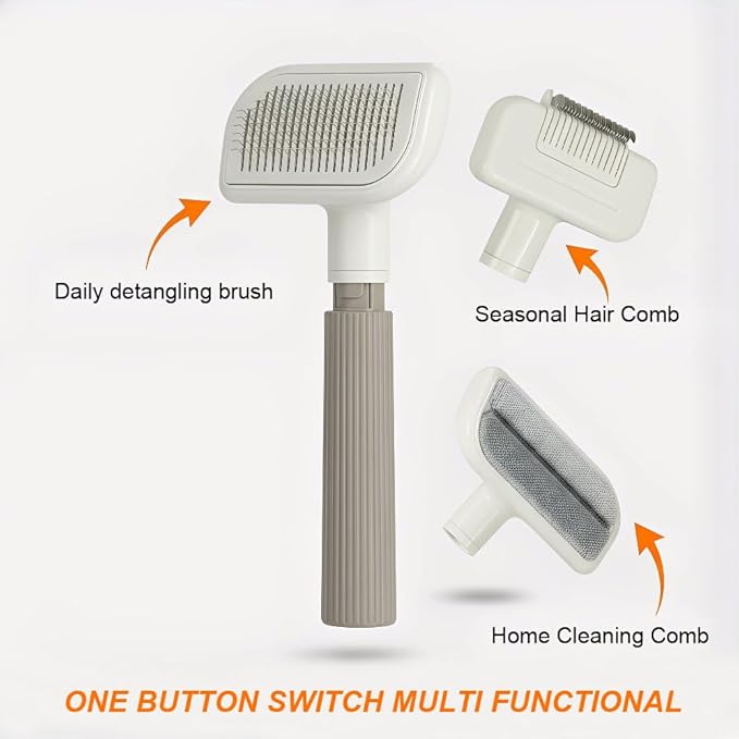 3 in-1 Pet Grooming Brush Set for Dogs & Cats, Self-Cleaning Deshedding Brush & Slicker Brush, Hair Remover Tool for Indoor Long & Short Haired Pets