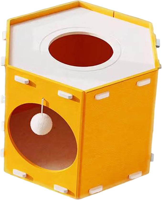 Cat House, Hiding Bed, Tunnel-Like Furniture, Scratch-Resistant, with Hole, Foldable, Stable Construction, Encourages Exercise, Suitable Fo, Orange