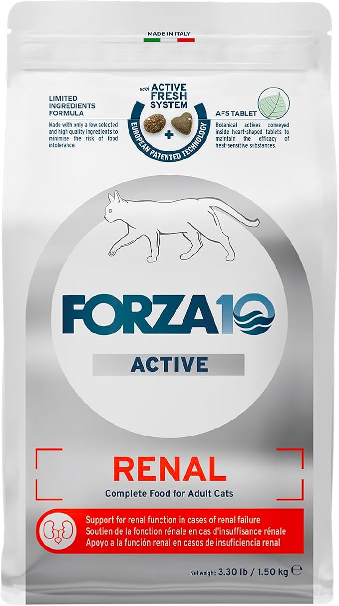Forza10 - Cat Food, Vet-Apoorved Pet Food for Kidney Support, Non-GMO, Fish Flavor, Crafted for Adults, Made in Italy (3.3 lb)
