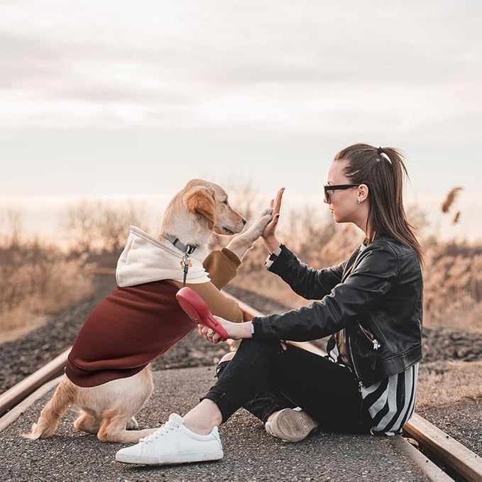 Fashionable Dog Hoodie – Soft & Warm Dog Sweater with Leash Hole,Pet Hooded Sweatshirt for Cats and Dogs with Broad Chests (e.g., French Bulldogs, Pitbulls) (Brown, Medium)