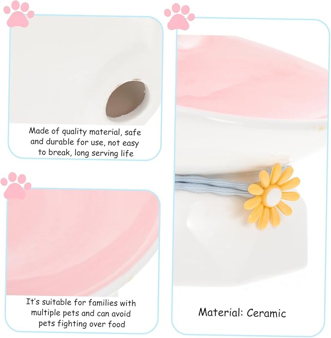 Happyyami 1pc Ceramic Cat Bowl Elevated Design Spinal Feeding Dish for Cats and Kittens Water and Food Container Non- Base Ear Style
