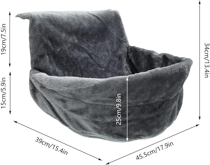 Hanging Bed for Cats, Radiator Beds for Cats, Comfortable Heaters, Plush Fabrics, Pet Hammock for Heaters, Cat Hammock, Radiator, Cat Cuddly Bag (Gray)