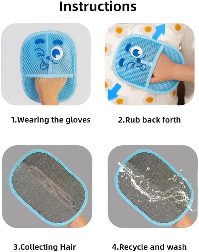 2026 Thickened Electrostatic Pet Hair Removal Gloves for Dogs & Cats，Reusable & Washable Cat Hair Removal Glove, Pet Hair Remover Tool for Furniture Clothing, Couch, Carpet, Car Seat, Bed