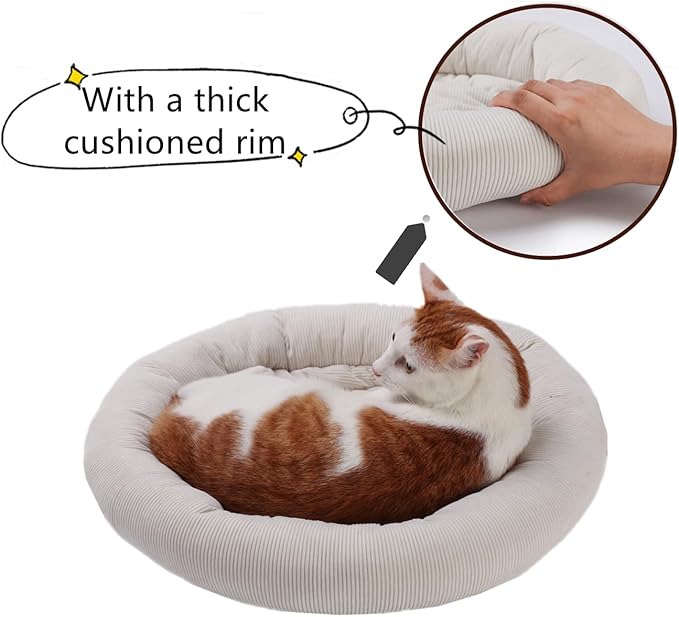 SHENGOCASE Round Cat Tree Tower Accessories Replacement Parts, Round Donut Cuddler Cat Dog Cushion Bed Add-ons for Plaform Perch Shelves (14")