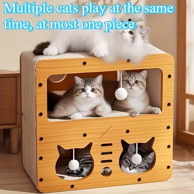 Cat Scratcher Cardboard House, 2 Floor Kitty Scratching Pad Lounger Bed, Kitten Small Animals Play, Rest, Sleep,Scratch Post Box,Durable Board Entertain Feline Friends Prevent Furniture Damage