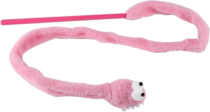 Cat Toy Snake, Serpentine Mint Cat Teasing Stick Enhance Bond with Cats, Pet Stress Relief and Interactive Toys (Pink)