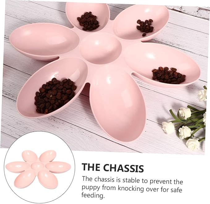 Cat Bowls- Cat Food Water Container- Multi- Feeder 6- Meal Kitten Food Bowls- Flower Petals Shaped Pet Feeding Bowl for Small Medium Dog Pets Puppy Kitten