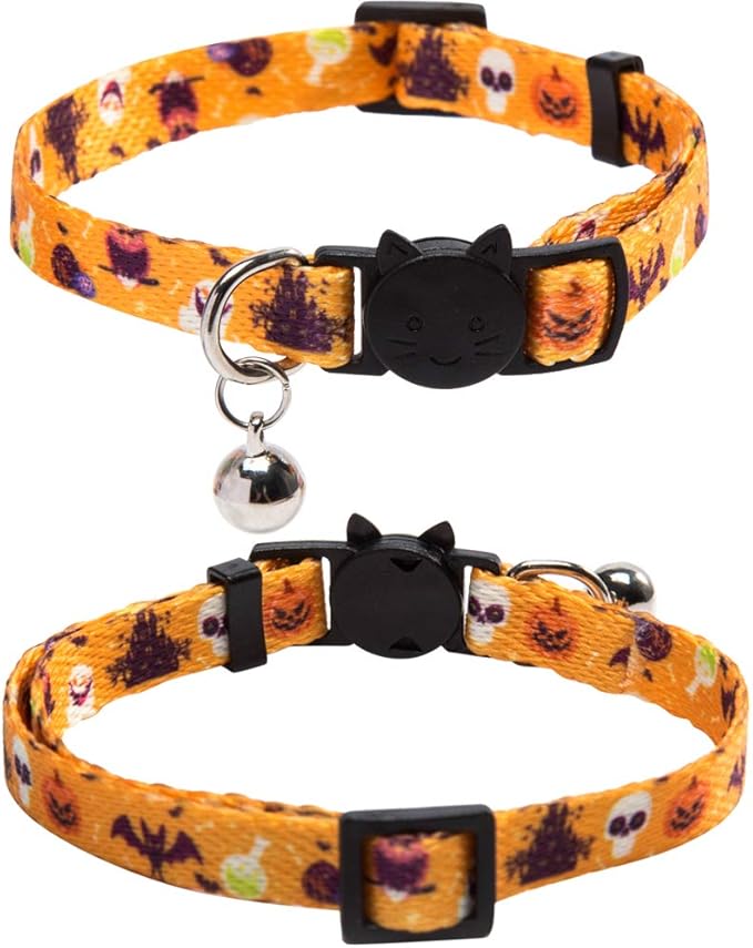 3 Pack Halloween Cat Collar with Bell Breakaway Adjustable