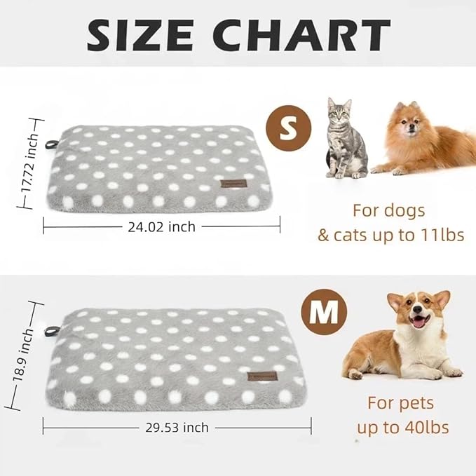Self Warming Mat for Cats Dogs Self Heating Thermal Pad for Crates Cages Couches Beds 24" L x 17.7" W with Removable Cover Non-Slip Bottom Indoor Outdoor Grey S
