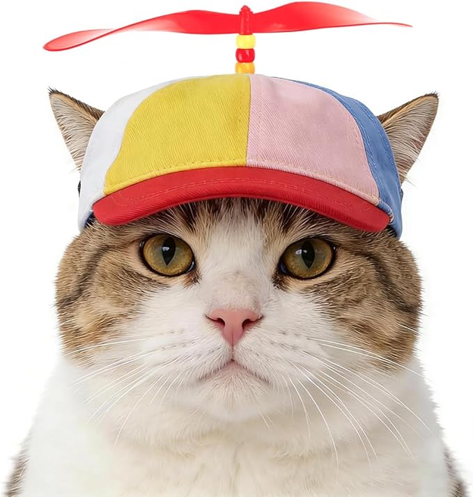Pet Propeller Hat Cat Dog Colorful Pet Sun Protection Adjustable Baseball Cap Rainbow Pet Spinner Hat Funny Puppy Kitty Baseball Cap
