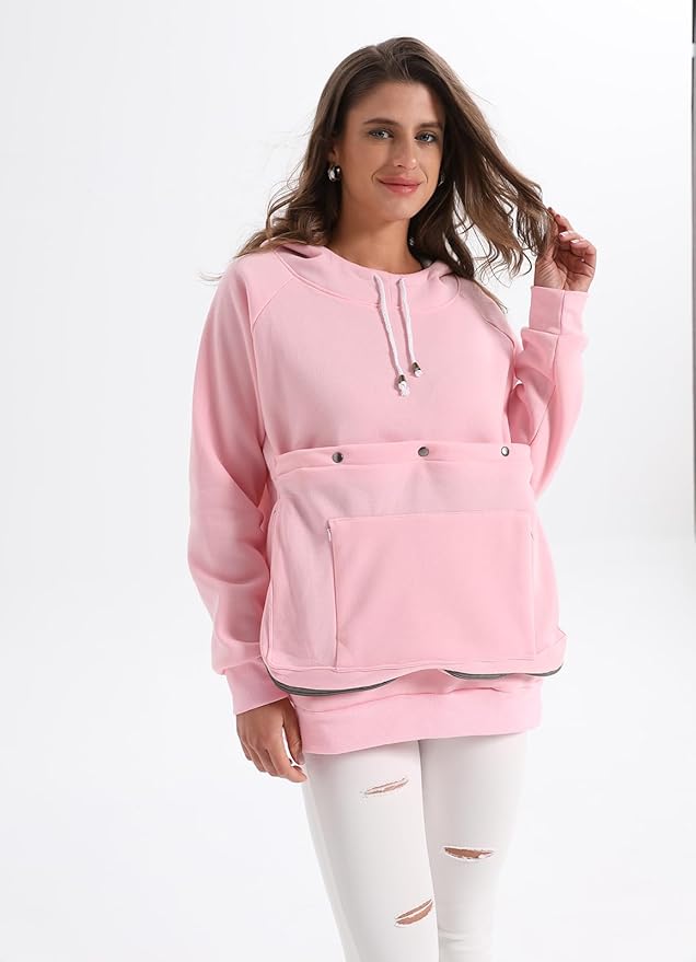 Unisex Cat Pouch Hoodie Long Sleeve Kitten Puppy Holder Hoodies Front Large Pouch Pet Carrier Sweatshirt