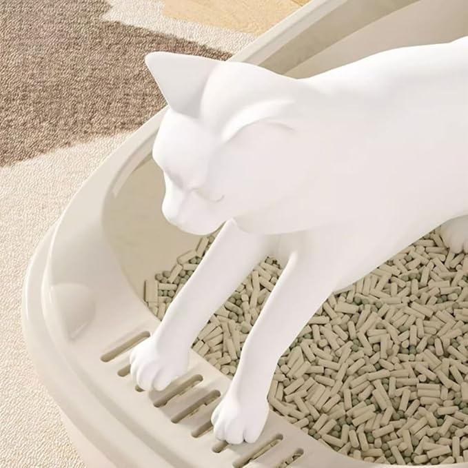 Pet Supplies, Durable Open Cat Litter Box with Scoop,Anti Splash Pet Tray(Green)
