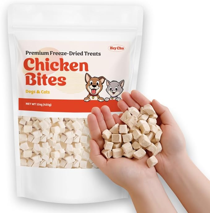 Freeze Dried Chicken Breast Dog & Cat Treats - 15oz (425g) Single Ingredient Raw Chicken Bites, High Protein, Grain Free, Natural Training Snacks for Puppies, Kittens & Adults