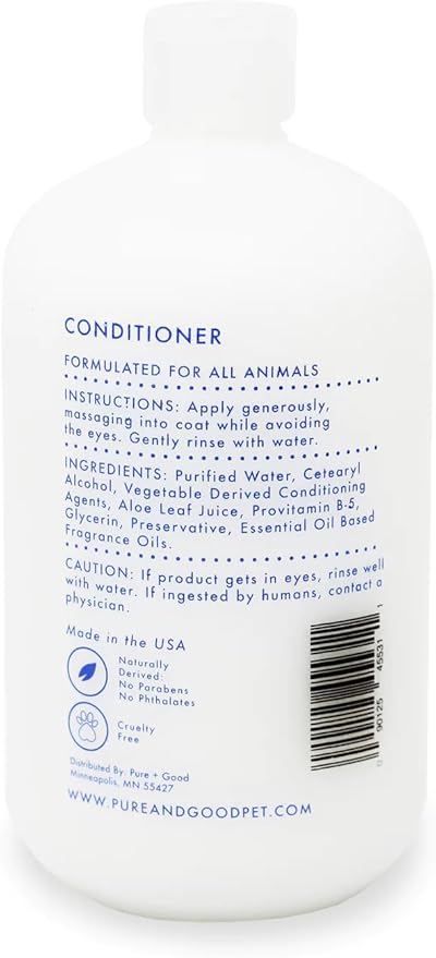 Pure + Good Dog & Cat Conditioner - Moisturizing Pet Conditioner, Made in The USA, Cruelty Free, 16 fl oz (Blue Cypress + Neroli)