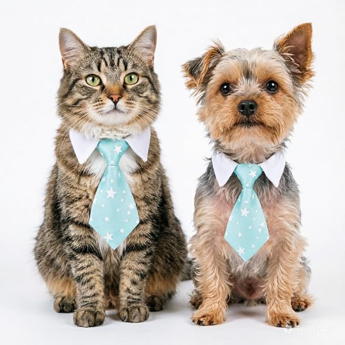 Cat tie and Dog tie Clothing, can be Adjusted According to the Neck Circumference of Pets, is Definitely the Most Handsome pet for Birthday Parties,Weddings, Photography. (Blue, Large)