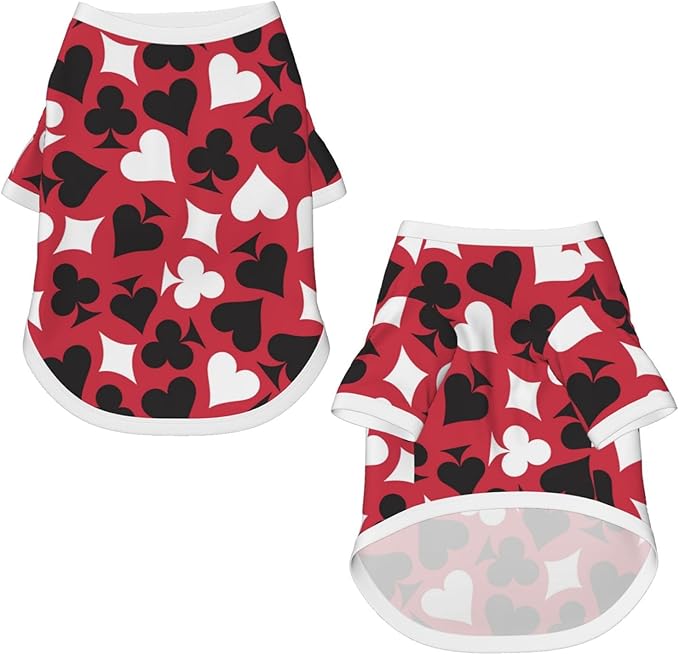 Playing Cards Spades White Heart Dog Shirt Pet Cotton T-Shirt Soft Breathable Dog Clothes Stretchy Puppy Outfit Doggy Tank Top Funny Outdoor Apparel for Small Medium Dogs Cats Blue Medium