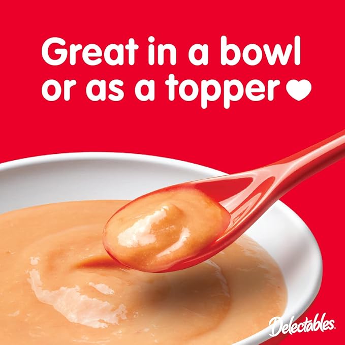 Delectables Lickable Treat Bisque Non-Seafood Wet Cat Treat with Real Tuna & Chicken, Food Topper, Hydrating, Grain-Free, No Fillers, By-Products, Added Preservatives, 1.4oz Pouch, 30ct
