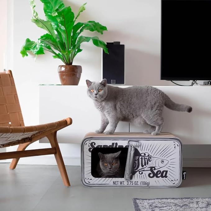 District 70 Sardine Cardboard Cat Scratcher, 60 x 30 x 30 cm, White