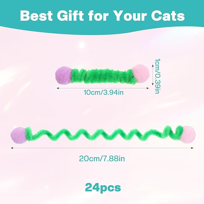 24 Pack Cat Spring Toy, Colorful Cat Spiral Spring, Attracting Cats to Interact for Swatting, Biting, Hunting Kitten Toys