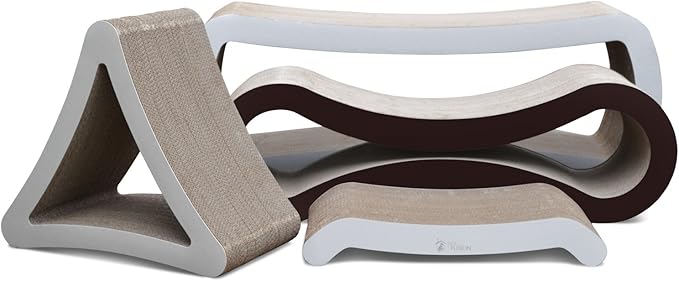 PetFusion 3-Sided Vertical Scratch Play & Perch Cat Scratching Post, 18" x 10.5" x 15.9", Multiple Angle Cat Scratching Pad; 6 Usable Sides, 100% Recyclable Cardboard Lounge