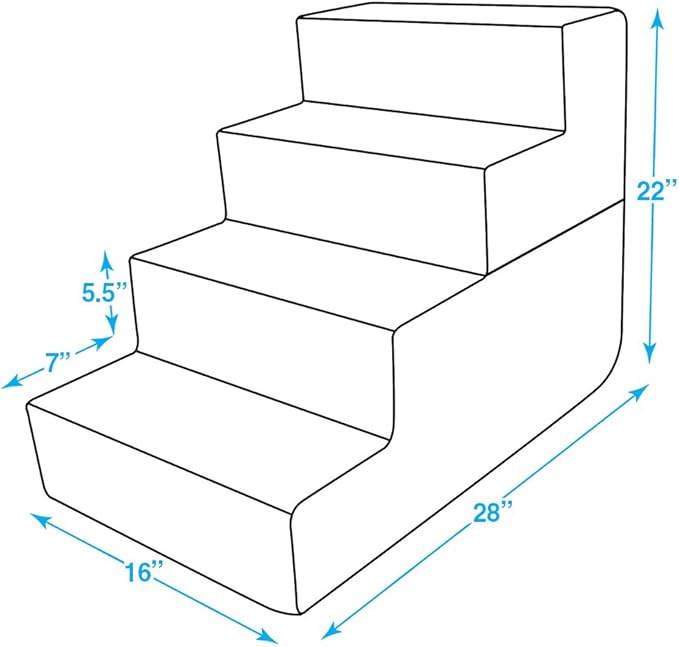 Best Pet Supplies Dog Stairs & Steps - Foam Steps for Small Dogs & Cats, Non-Slip Indoor Balanced Pet Step Support, Dog Ramp, No Assembly, Foldable Stair, Pale Teal, 4-Step