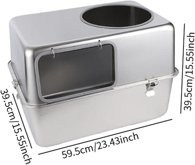 Hooded Cat Litter Box with Lid Large Capacity Detachable Reusable Kitty Litter Tray Sandbox- Without Pedal