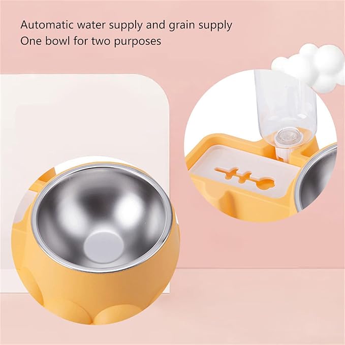 Cats Bowl with Automatic Water Bottle Dog Feeder Elevated Double Drinking Feeding Watering Supply Pet Food Bowl