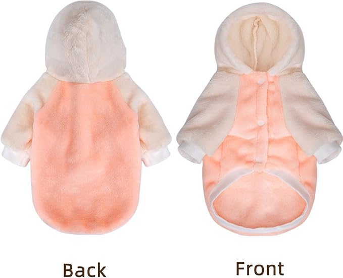 FabriCastle Dog Hoodie Sweater for Small Dogs Boy and Girl, Small Dog Clothes XS XXS Puppy Sweatshirt, Pet Outfit, Cat Clothing Super Soft Warm Snap On Closure (Peach-Cream, XX-Small)