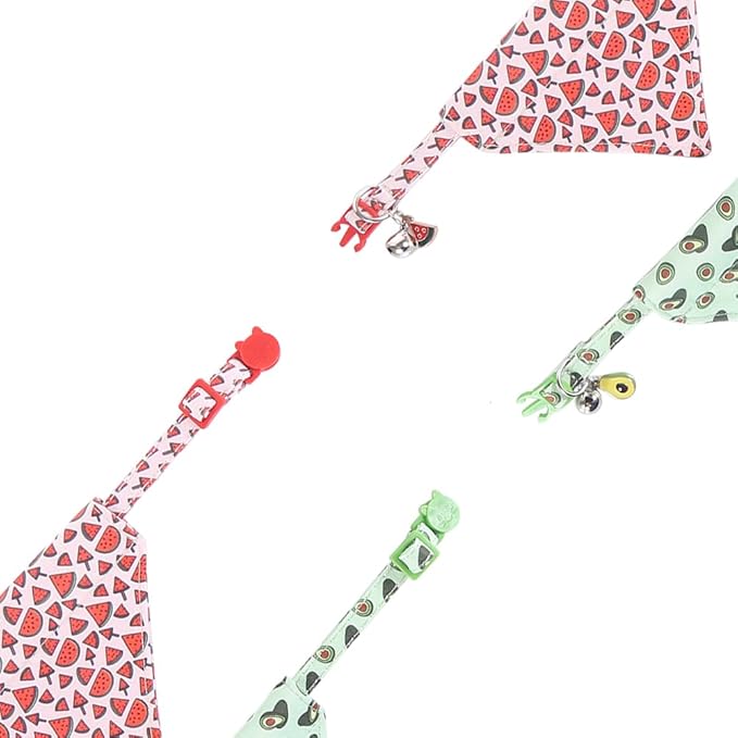 Cat Collar Breakaway with Cute Bandana and Bell Fruits Accessories for Kitty Adjustable Safety