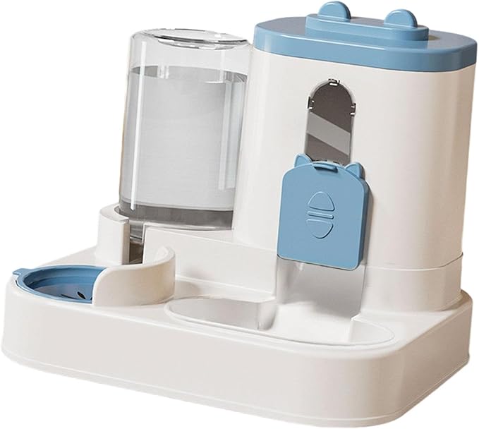 Automatic Pet Feeder and Waterer, 2-in-1 Food and Water Dispenser for Cats, Kittens, Small Medium Dogs, Blue