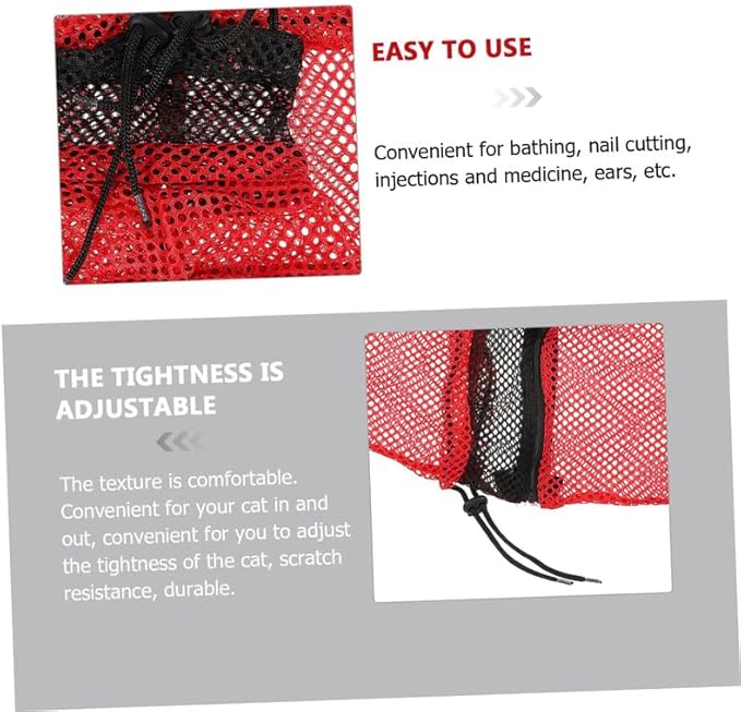 Cat Bathing Grooming Bag, Anti-Scratch & Bite Resistant Restraint Bag for Cats, Adjustable Soft Mesh Washing Bag for Nail Trimming, Ear Cleaning & Bathing