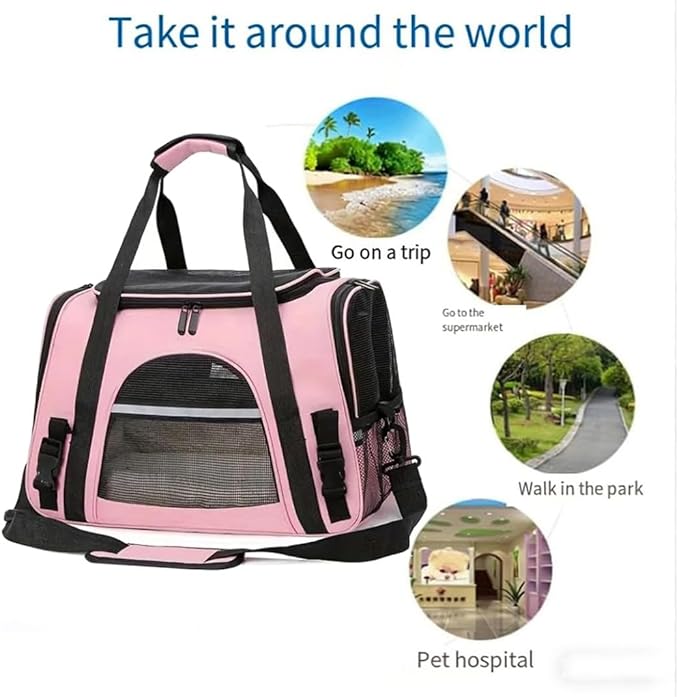 Cat Carriers, Dog Carriers, Pet Carriers – Airline-Approved Soft-Sided Bag for Cats & Small Dogs (Up to 15 lb), Foldable, Breathable Mesh, Privacy Cover, Washable & Lightweight