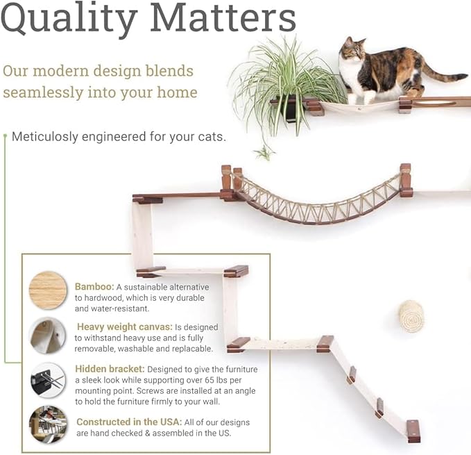CatastrophiCreations Cat 18" Shelf Handcrafted Elevated Wall, Natural Bamboo, one Size
