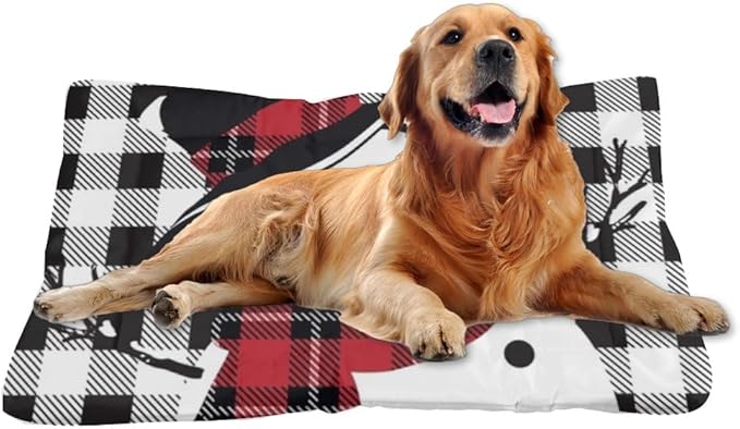 Festive Tartan Scarf Dog Crate Pad Cat Sleeping Mat Pet Car Mats Premium Pet Bed Non- Slip Bottom Dog Room Furniture Multi- Scenario Bed Gift Printed Cat and Pads 36× 24 Inch