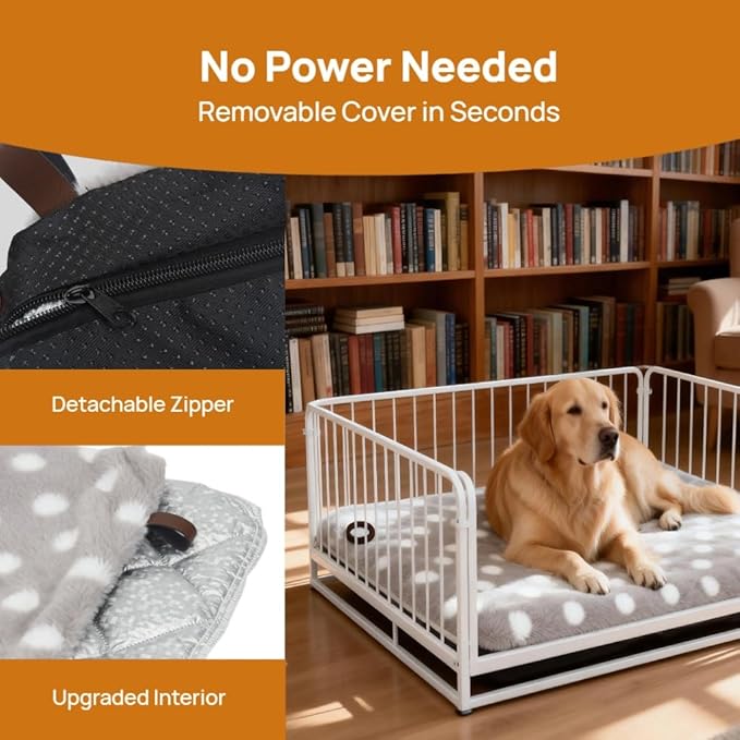 Self Warming Mat for Cats Dogs Self Heating Thermal Pad for Crates Cages Couches Beds 24" L x 17.7" W with Removable Cover Non-Slip Bottom Indoor Outdoor Grey S