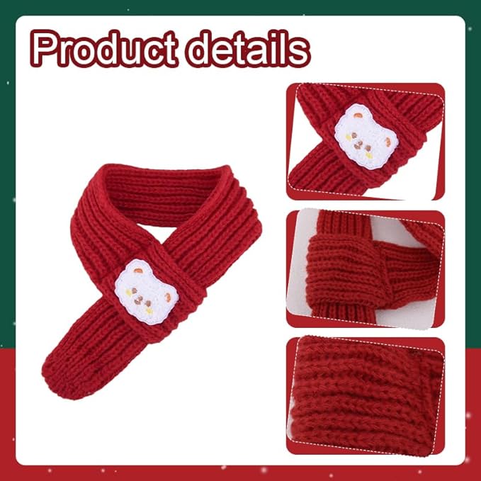 Cat Dog Christmas Knitted Scarf Pet Holiday Accessories for Dogs Cats Neck Warmer Dog Festival Outfit Decor Warm Cat Winter Bandana Puppy Neckerchief Pet Costumes for Dogs Cats Xmas Clothes Apparel