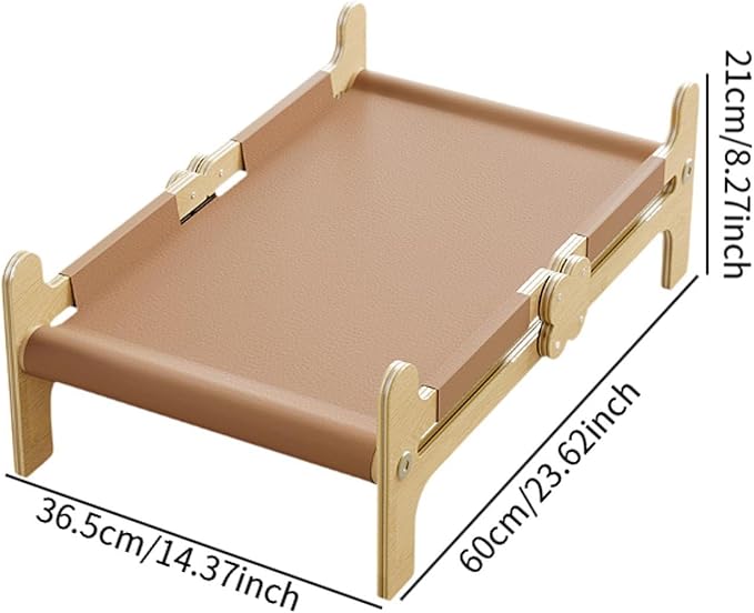 Cat Wooden Hammock Bed Sleeping Elevated Soft Supplies Breathable Couch Pet Furniture Cat Dog Bed for Indoor Cats Puppy Pet, Brown