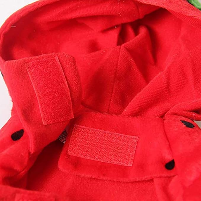 POPETPOP Cat Clothes - Strawberry Pet Halloween Costume Pet Apparel Puppy Kitten Strawberry Hooded Clothes Christmas New Year Birthday Party Daily Wear Dress Up