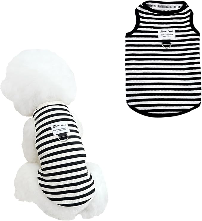 Lightweight Stretchy Dog Tank Top - Soft Sleeveless Shirt for Small Dogs, Breathable Striped Pet Clothes for Chihuahua, Puppy