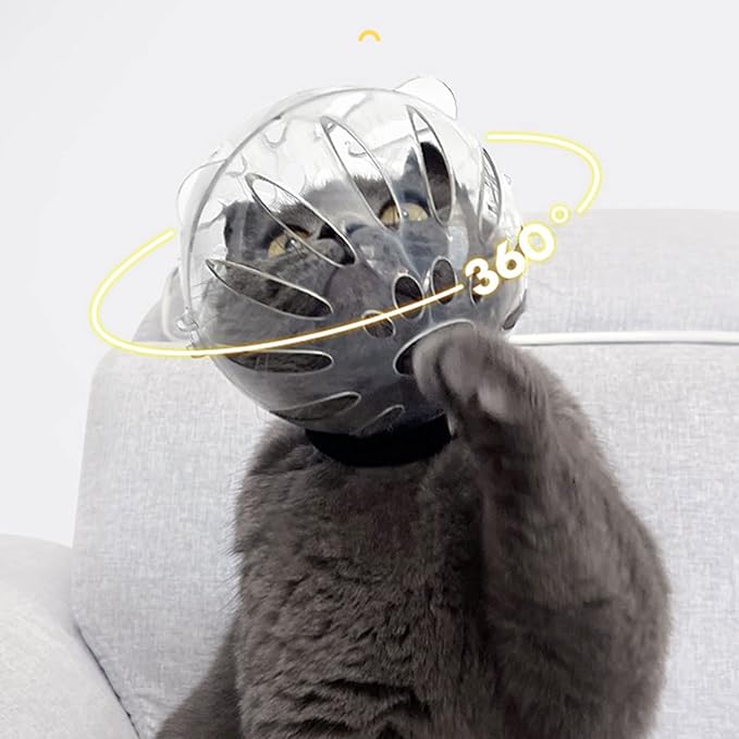 Muloo Pet Recovery Space Helmet Anti-Lick/Anti-Bite Cat Head-Cover Breathable- Helmet Cat Grooming Help Supplies Cat Headgear As The Picture Shown, Small