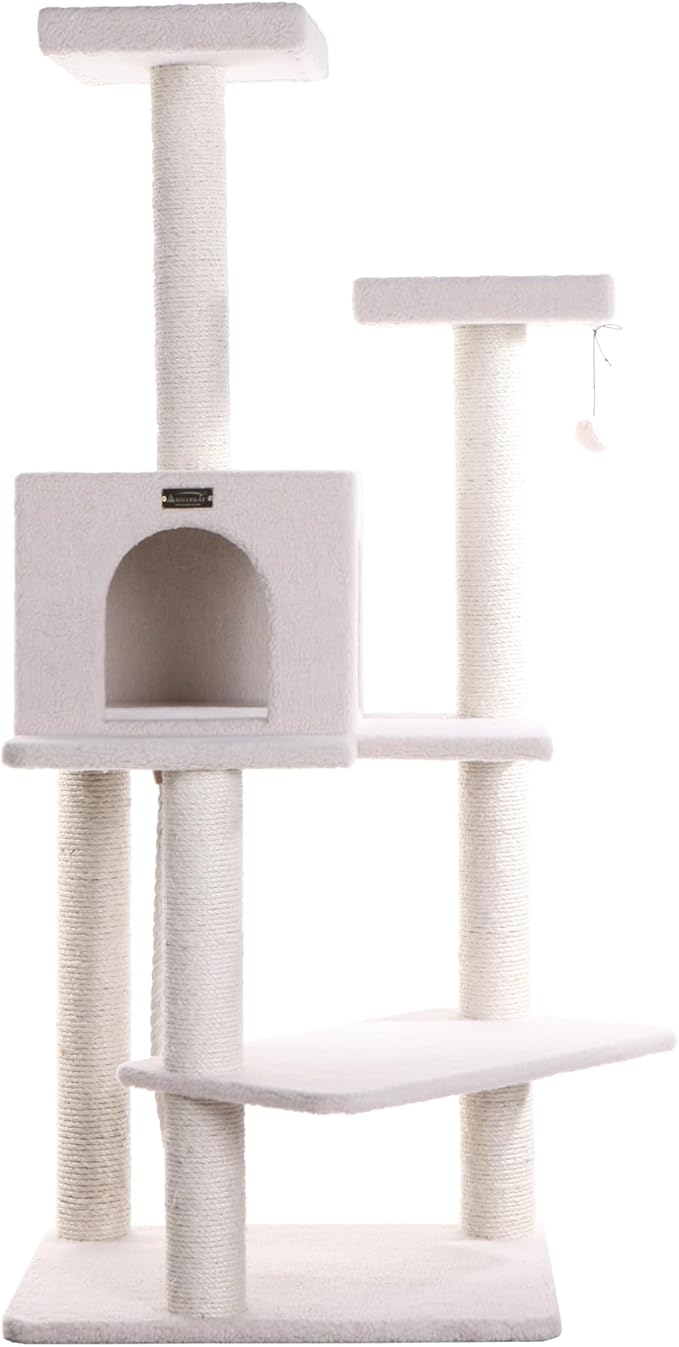 Armarkat B5701 Real Wood 57-Inch Cat Tree, Ivory, 28"(L)X25"(W)X57"(H) (ARMARKAT-B5701)