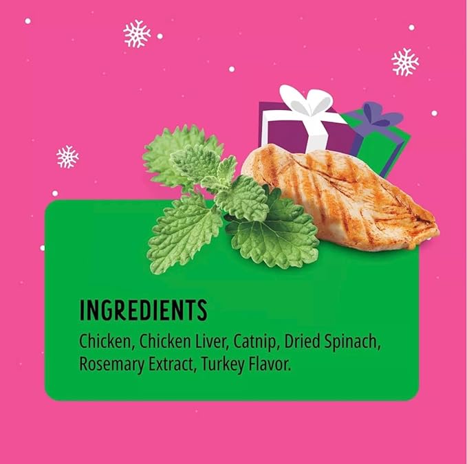Bonkers Purrpops Limited Edition Christmas Themed Chicken Flavor Freeze-Dried Licks Cat Treats Catnip & Turkey Flavor - 1 Pack of 5 Units with Cat Spring Toys