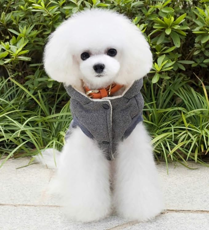 Dog Coat Rdc Pet Hoodie Cold Weather Coats Warm Dog Apparel Winter Thick Clothes Dog Cozy Jacket for Small Dog Medium Cat (XL, Grey)